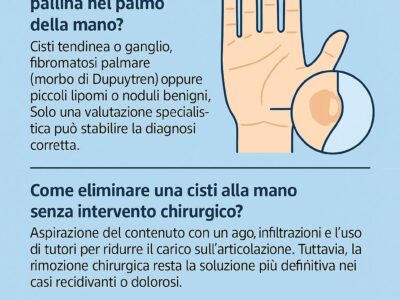 infografica sulla cisti al palmo della mano