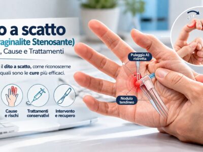 il dito a scatto su una mano maschile